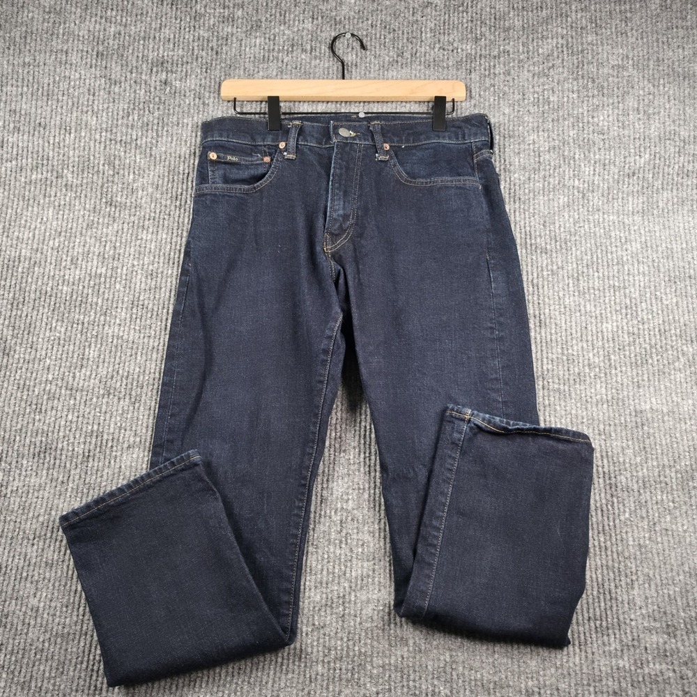 Polo Ralph Lauren Varick Slim Straight Jeans Mens 32x30 Dark Wash Stretch Casual